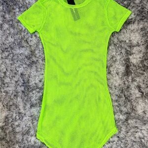 Fashion Nova Neon Green Mesh Cover Up